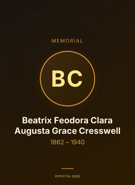 Memorial portrait of Beatrix Feodora Clara Augusta Grace Cresswell