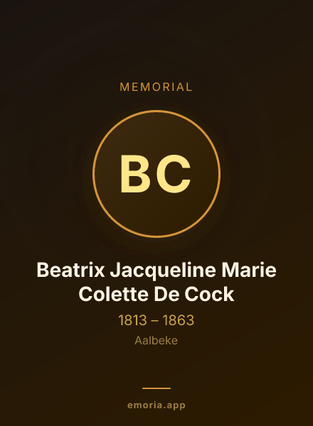 Memorial portrait of Beatrix Jacqueline Marie Colette De Cock
