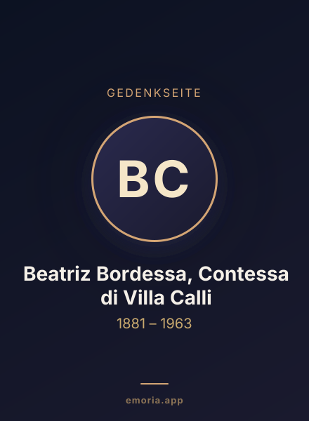 Gedenkportrait von Beatriz Bordessa, Contessa di Villa Calli