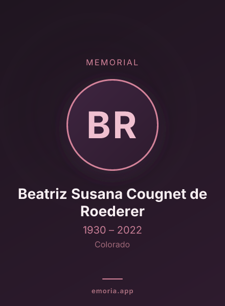 Memorial portrait of Beatriz Susana Cougnet de Roederer