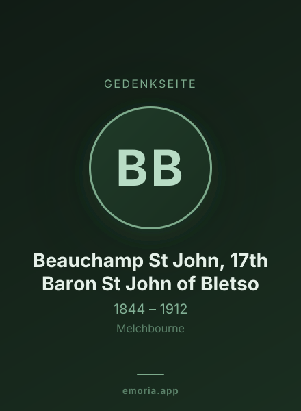 Gedenkportrait von Beauchamp St John, 17th Baron St John of Bletso