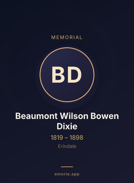 Memorial portrait of Beaumont Wilson Bowen Dixie