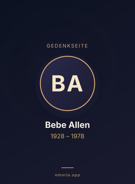 Gedenkportrait von Bebe Allen