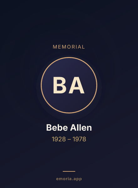 Memorial portrait of Bebe Allen
