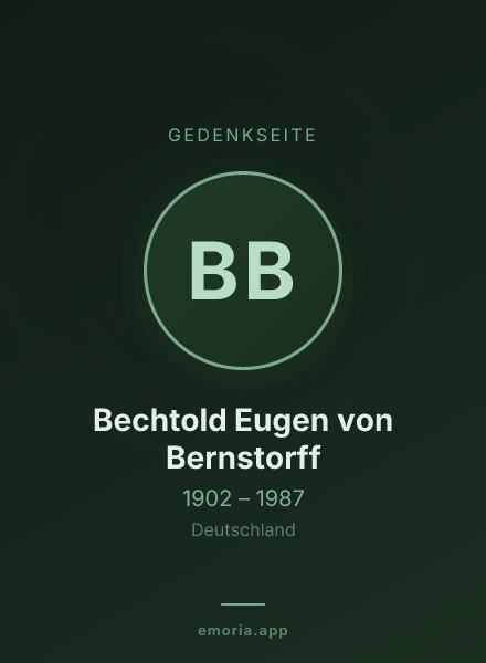 Gedenkportrait von Bechtold Eugen von Bernstorff