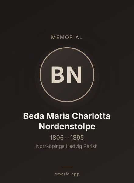Memorial portrait of Beda Maria Charlotta Nordenstolpe