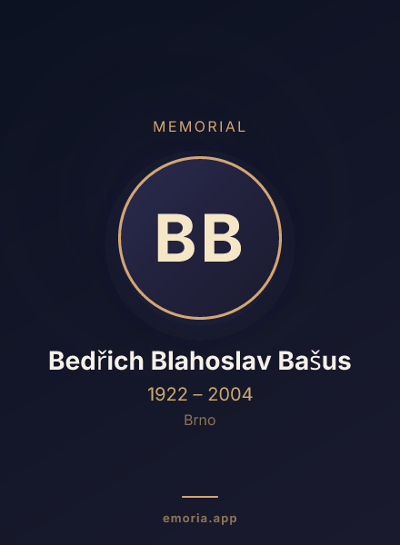 Memorial portrait of Bedřich Blahoslav Bašus