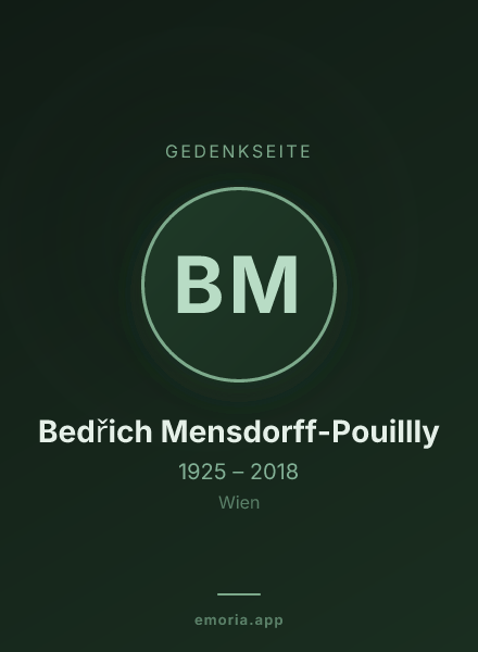 Gedenkportrait von Bedřich Mensdorff-Pouillly