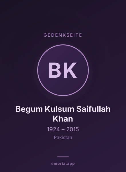 Gedenkportrait von Begum Kulsum Saifullah Khan