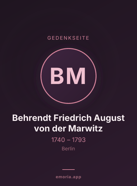 Gedenkportrait von Behrendt Friedrich August von der Marwitz