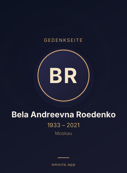 Gedenkportrait von Bela Andreevna Roedenko