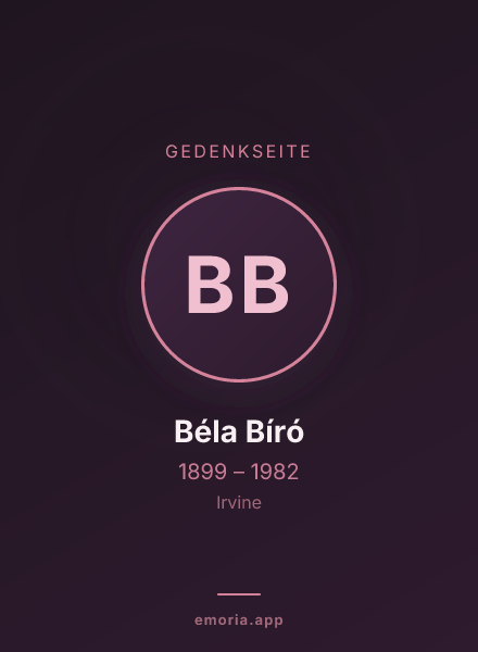 Gedenkportrait von Béla Bíró