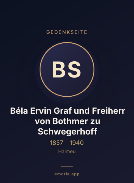 Gedenkportrait von Béla Ervin Graf und Freiherr von Bothmer zu Schwegerhoff