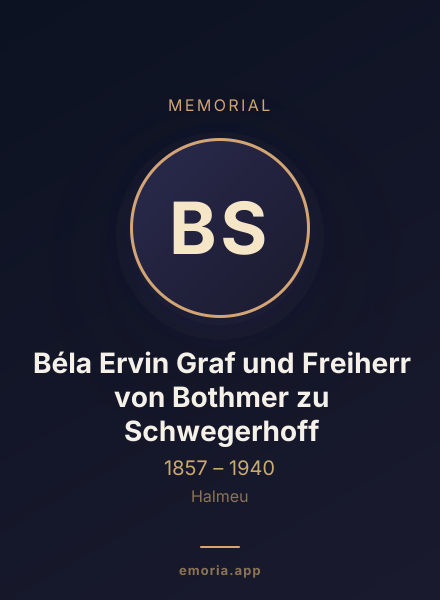 Memorial portrait of Béla Ervin Graf und Freiherr von Bothmer zu Schwegerhoff