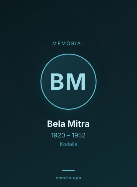 Memorial portrait of Bela Mitra