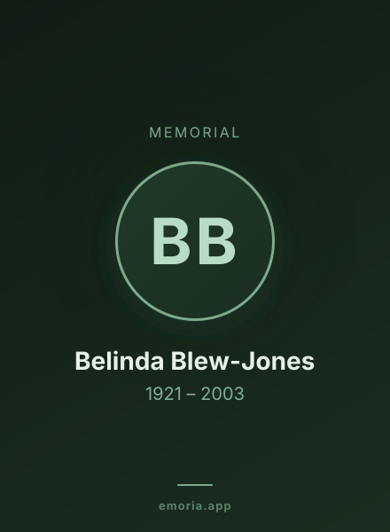 Memorial portrait of Belinda Blew-Jones