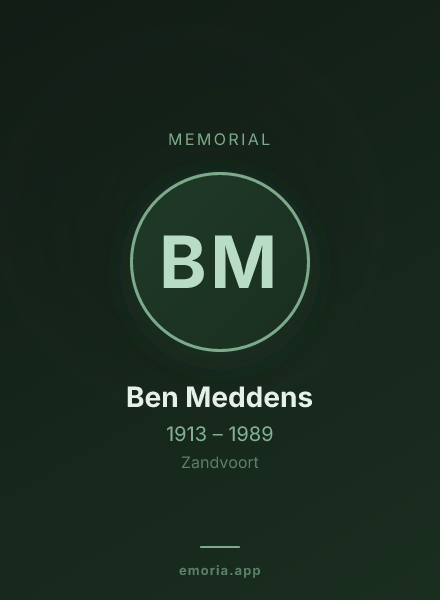 Memorial portrait of Ben Meddens
