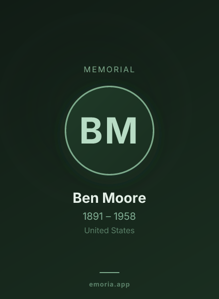 Memorial portrait of Ben Moore