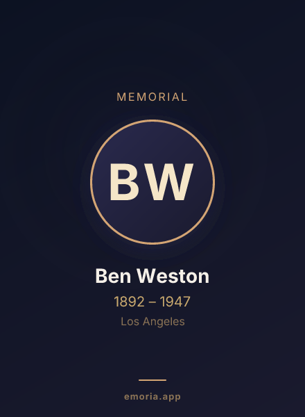 Memorial portrait of Ben Weston