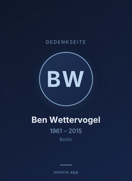 Gedenkportrait von Ben Wettervogel
