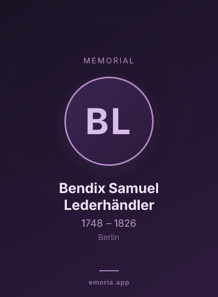 Memorial portrait of Bendix Samuel Lederhändler