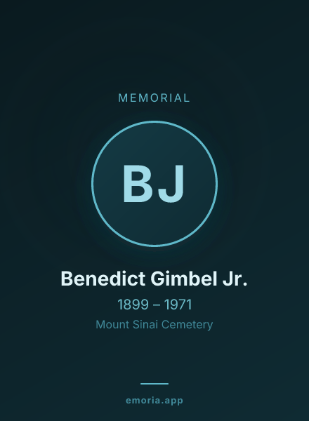 Memorial portrait of Benedict Gimbel Jr.