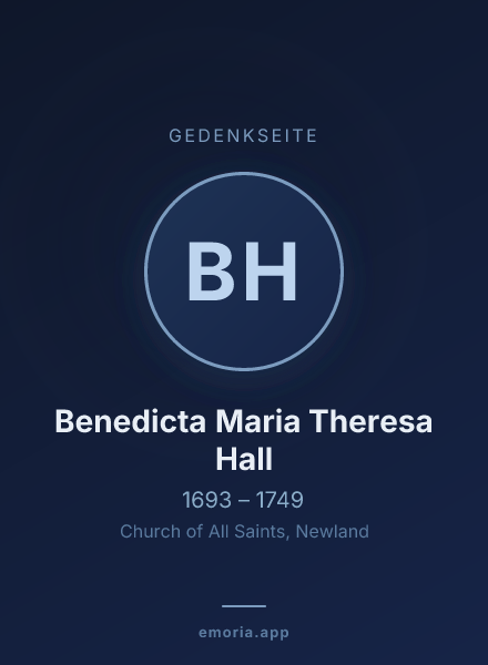 Gedenkportrait von Benedicta Maria Theresa Hall