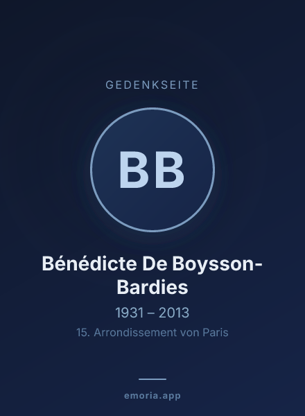 Gedenkportrait von Bénédicte De Boysson-Bardies