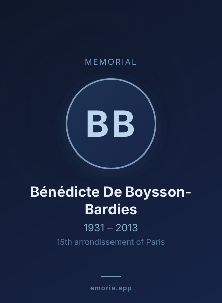 Memorial portrait of Bénédicte De Boysson-Bardies
