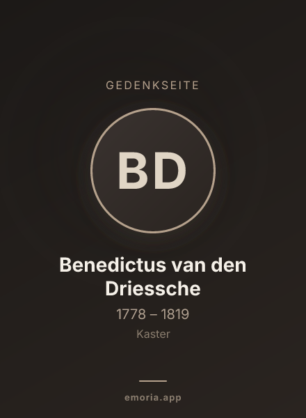 Gedenkportrait von Benedictus van den Driessche