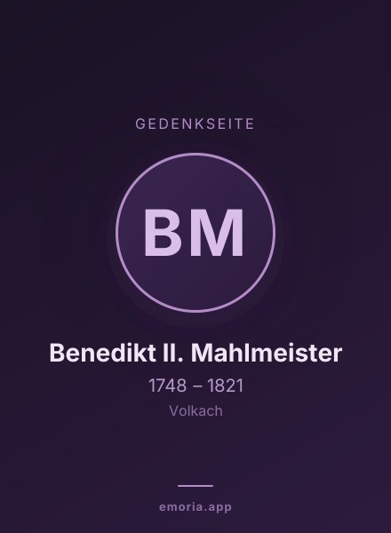 Gedenkportrait von Benedikt II. Mahlmeister