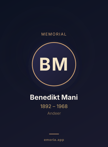 Memorial portrait of Benedikt Mani