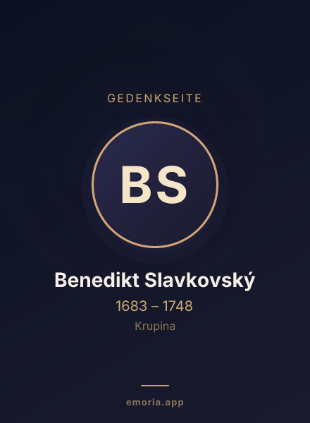 Gedenkportrait von Benedikt Slavkovský