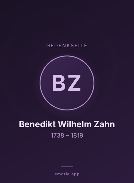 Gedenkportrait von Benedikt Wilhelm Zahn