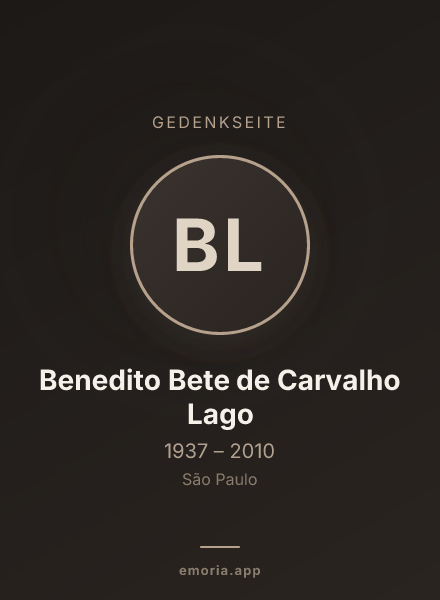 Gedenkportrait von Benedito Bete de Carvalho Lago