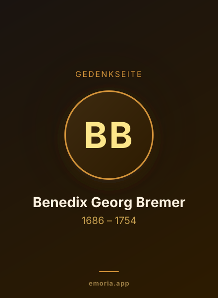 Gedenkportrait von Benedix Georg Bremer