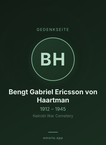 Gedenkportrait von Bengt Gabriel Ericsson von Haartman