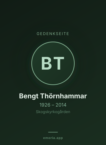 Gedenkportrait von Bengt Thörnhammar