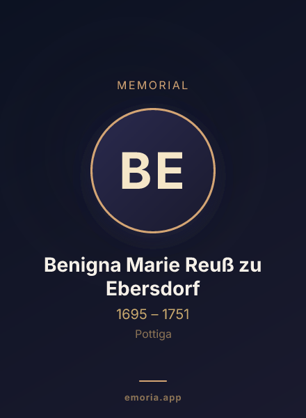 Memorial portrait of Benigna Marie Reuß zu Ebersdorf