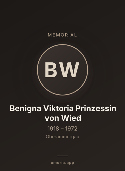 Memorial portrait of Benigna Viktoria Prinzessin von Wied