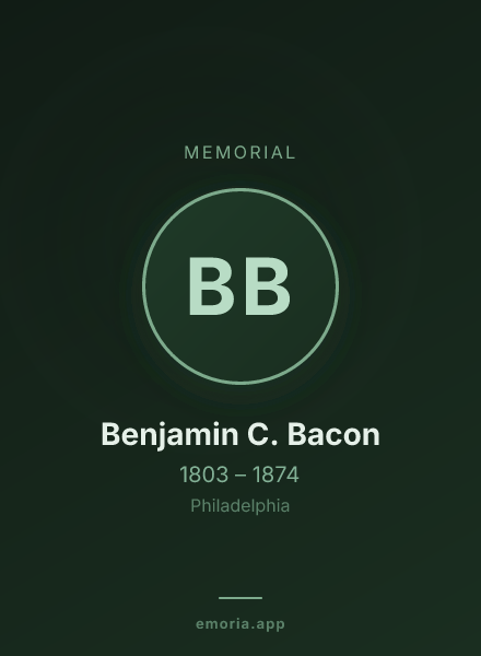 Memorial portrait of Benjamin C. Bacon