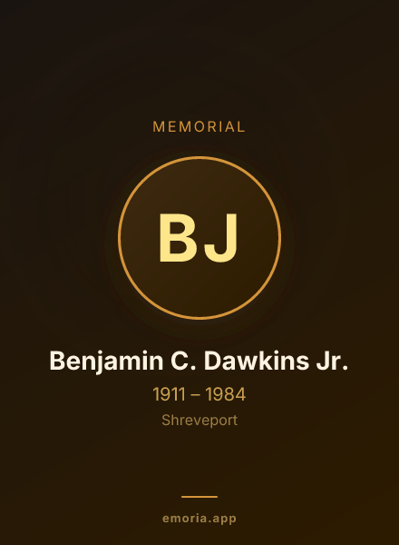 Memorial portrait of Benjamin C. Dawkins Jr.