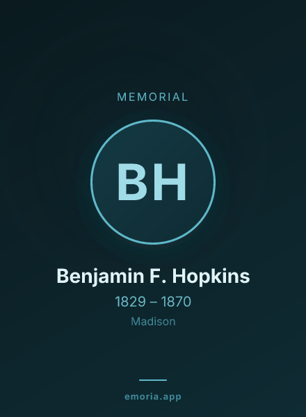 Memorial portrait of Benjamin F. Hopkins