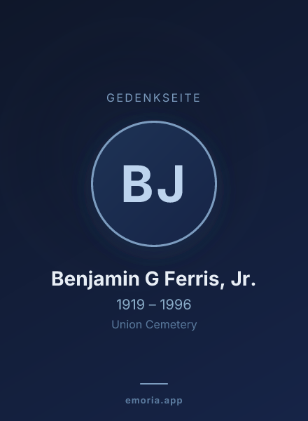 Gedenkportrait von Benjamin G Ferris, Jr.