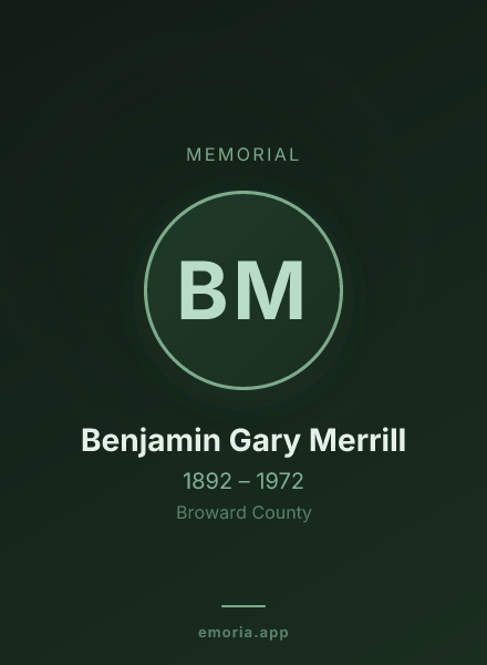Memorial portrait of Benjamin Gary Merrill