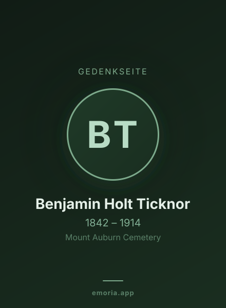 Gedenkportrait von Benjamin Holt Ticknor