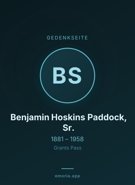 Gedenkportrait von Benjamin Hoskins Paddock, Sr.