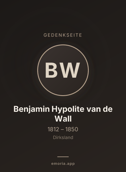 Gedenkportrait von Benjamin Hypolite van de Wall