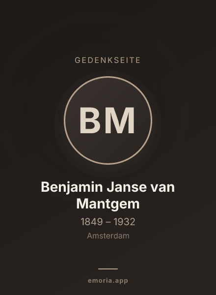 Gedenkportrait von Benjamin Janse van Mantgem