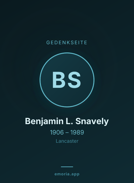 Gedenkportrait von Benjamin L. Snavely
